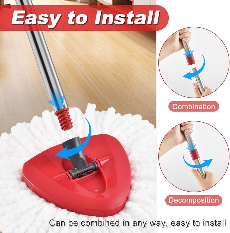 GFRED 4 Section Spin Mop Replacement Handle for O Cedar Mop Handle for Ocedar Spin Mop Handles to Floor Clean Adjustable 30" to 58" Length Mop Stick Pole Handle, American Screw Joint (Mop Head Not Included) - Image 3